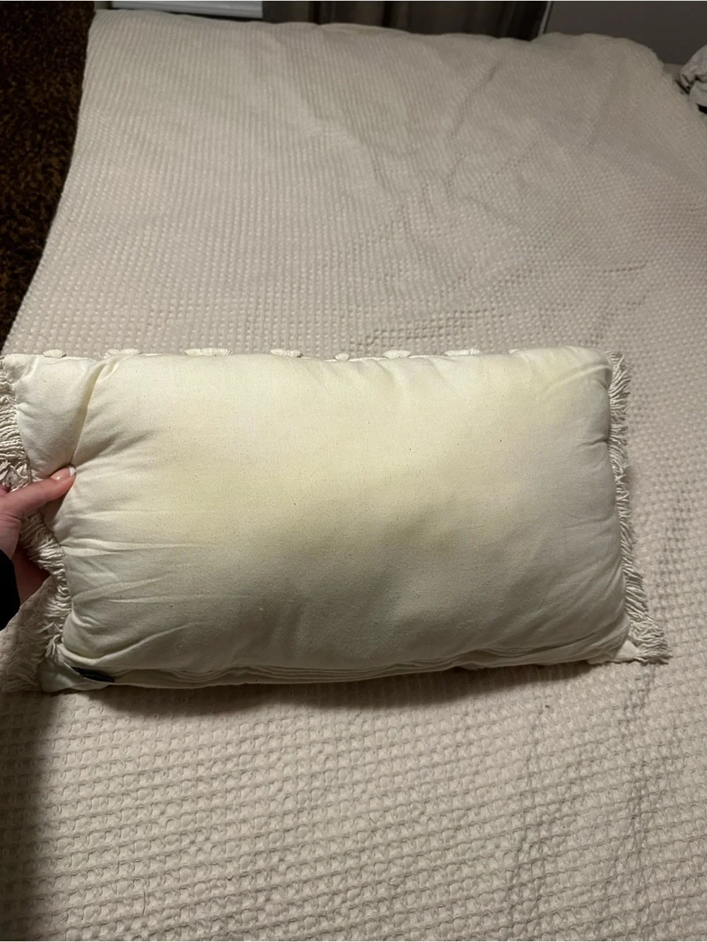 Pier 1 Striped Ivory Textured Accent Pillow - Soft Woven Design